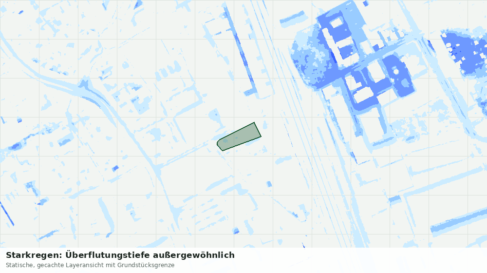 Statische Kartenansicht: Starkregen: Überflutungstiefe außergewöhnlich