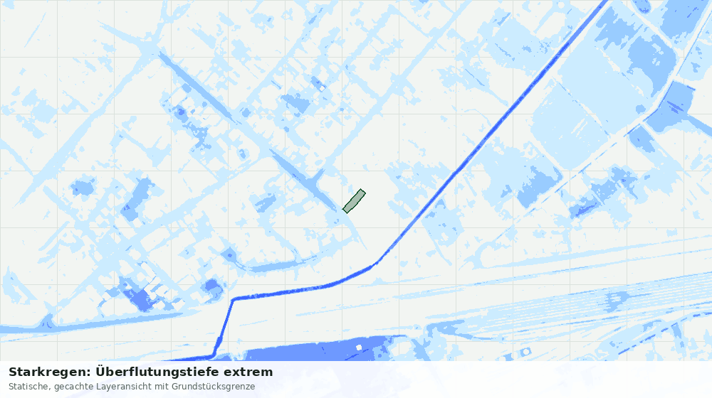 Statische Kartenansicht: Starkregen: Überflutungstiefe extrem