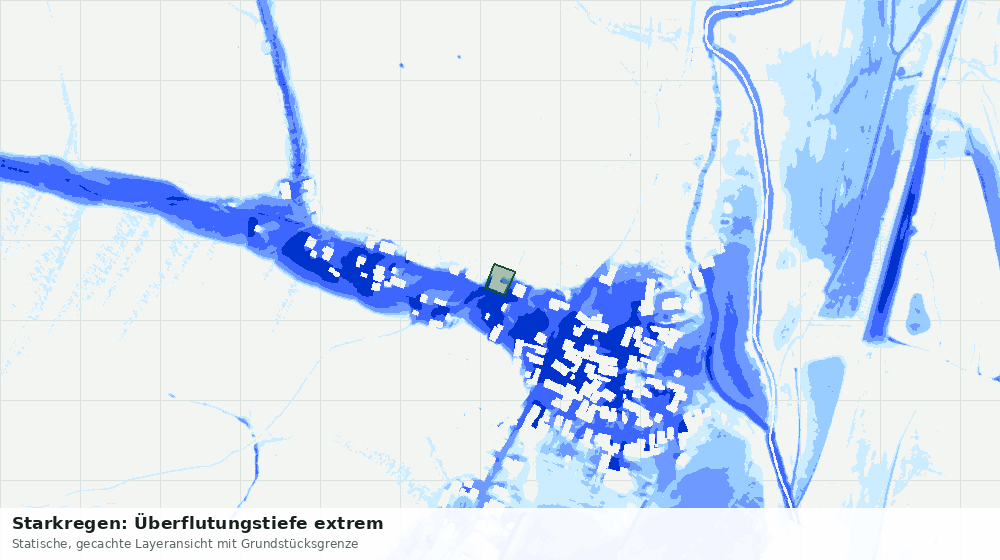 Statische Kartenansicht: Starkregen: Überflutungstiefe extrem
