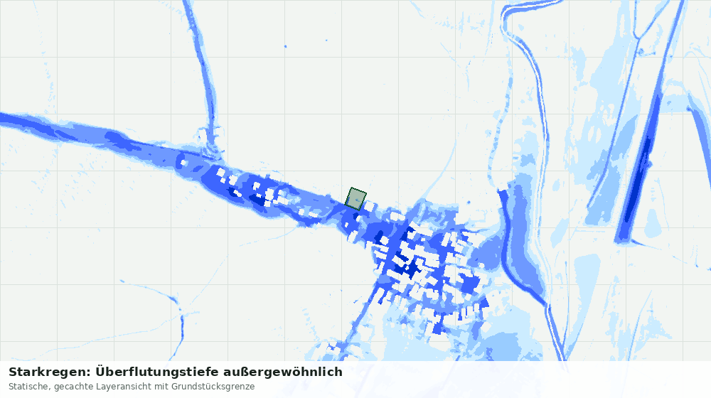 Statische Kartenansicht: Starkregen: Überflutungstiefe außergewöhnlich