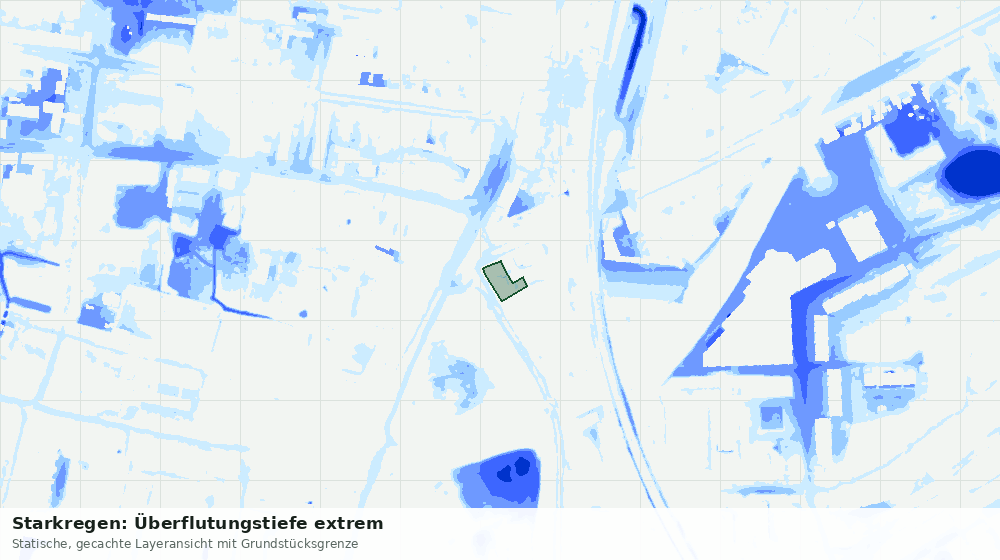 Statische Kartenansicht: Starkregen: Überflutungstiefe extrem