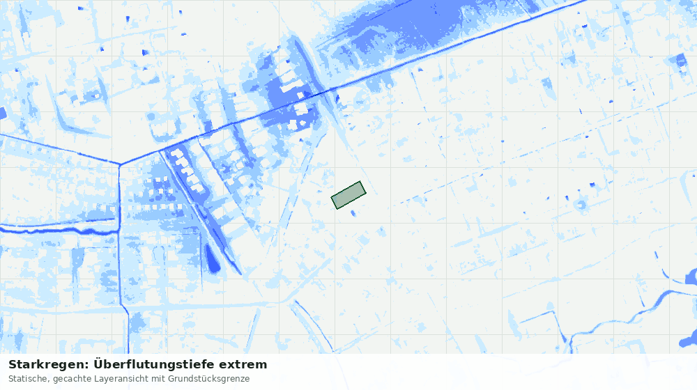 Statische Kartenansicht: Starkregen: Überflutungstiefe extrem