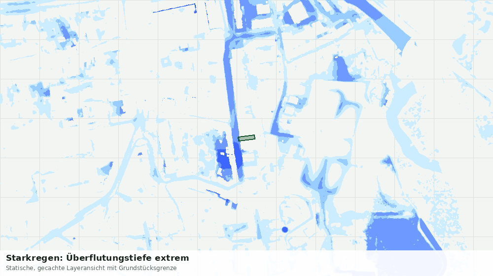 Statische Kartenansicht: Starkregen: Überflutungstiefe extrem