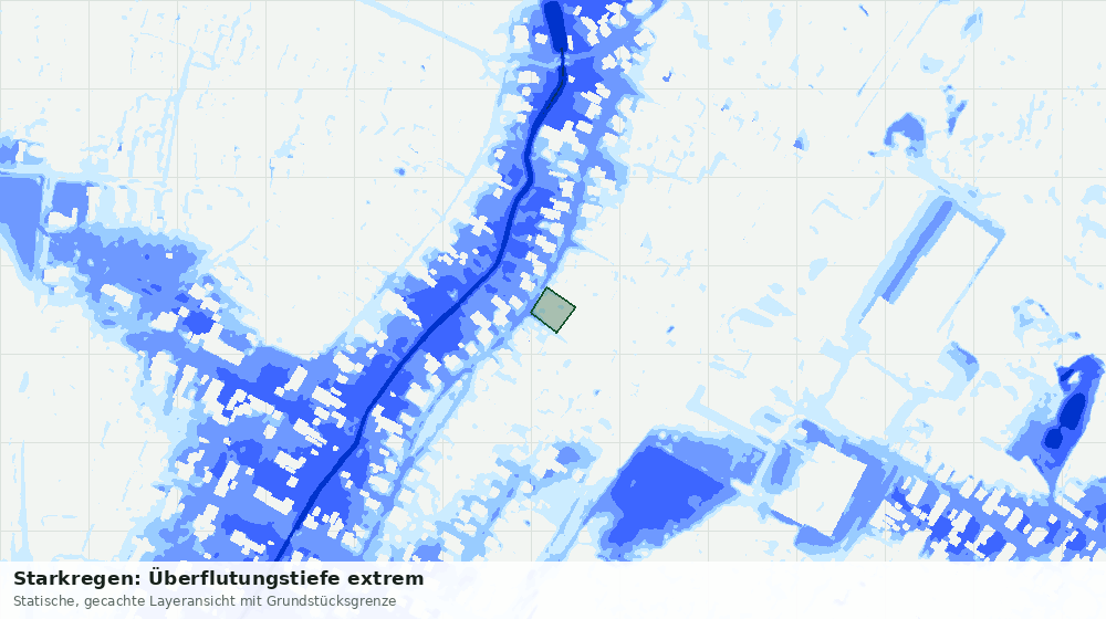 Statische Kartenansicht: Starkregen: Überflutungstiefe extrem