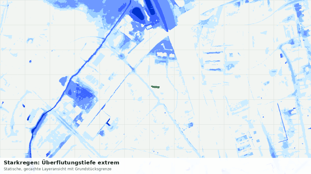 Statische Kartenansicht: Starkregen: Überflutungstiefe extrem