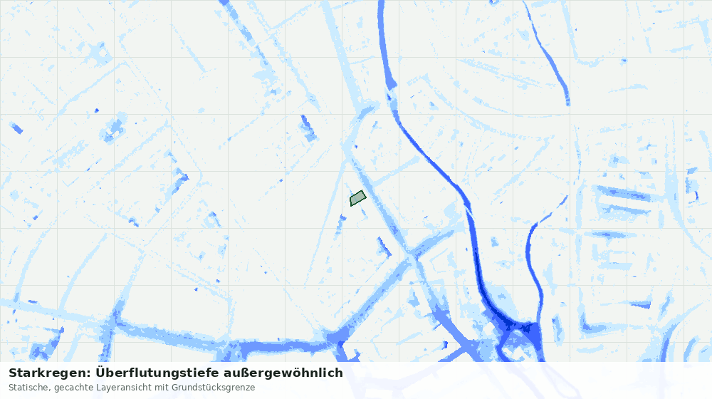 Statische Kartenansicht: Starkregen: Überflutungstiefe außergewöhnlich
