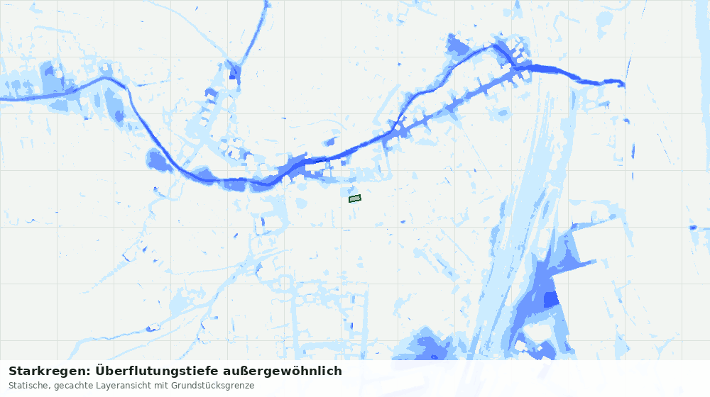 Statische Kartenansicht: Starkregen: Überflutungstiefe außergewöhnlich