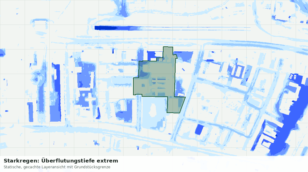 Statische Kartenansicht: Starkregen: Überflutungstiefe extrem