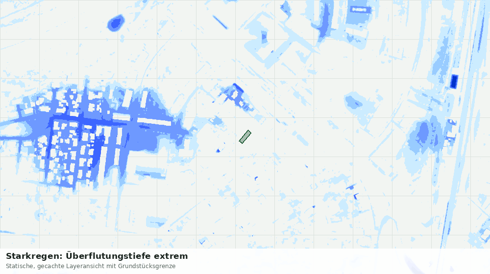 Statische Kartenansicht: Starkregen: Überflutungstiefe extrem