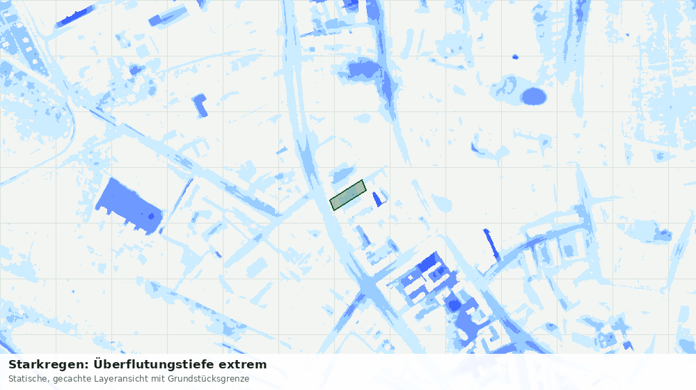 Statische Kartenansicht: Starkregen: Überflutungstiefe extrem