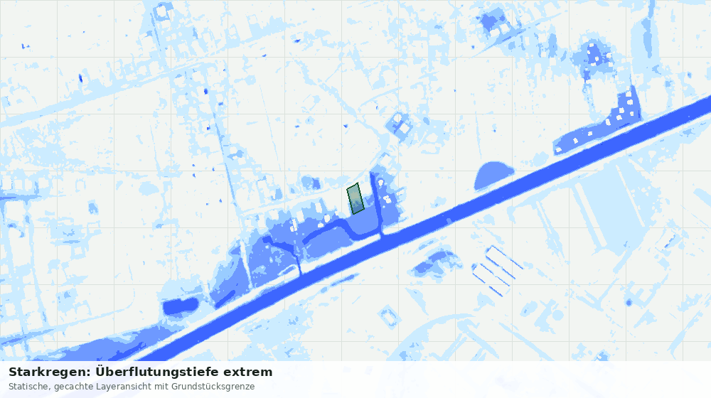 Statische Kartenansicht: Starkregen: Überflutungstiefe extrem