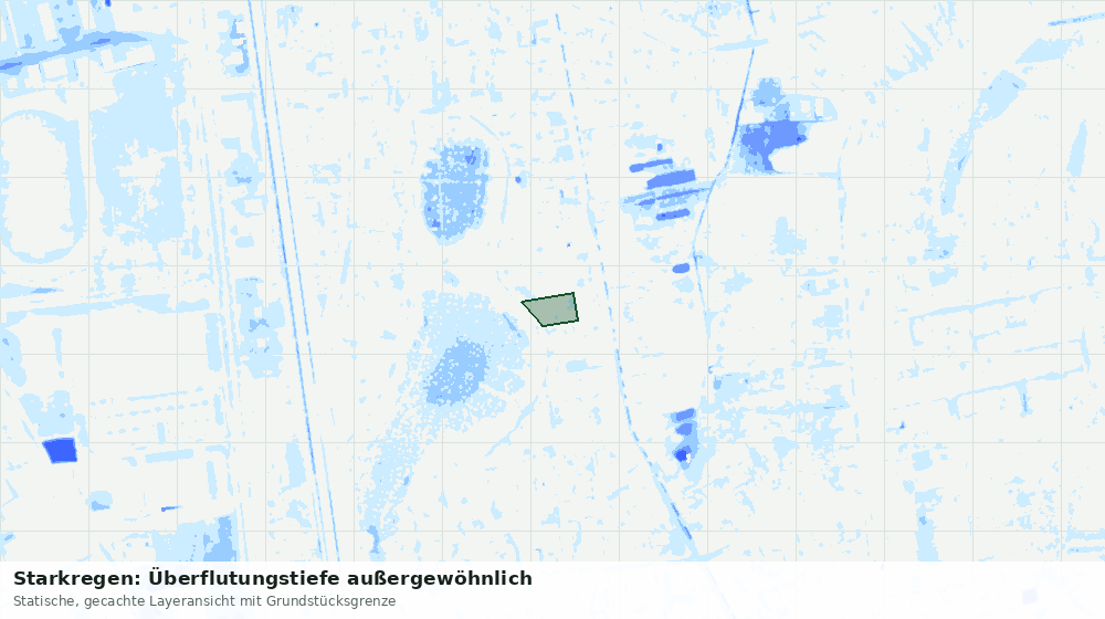 Statische Kartenansicht: Starkregen: Überflutungstiefe außergewöhnlich