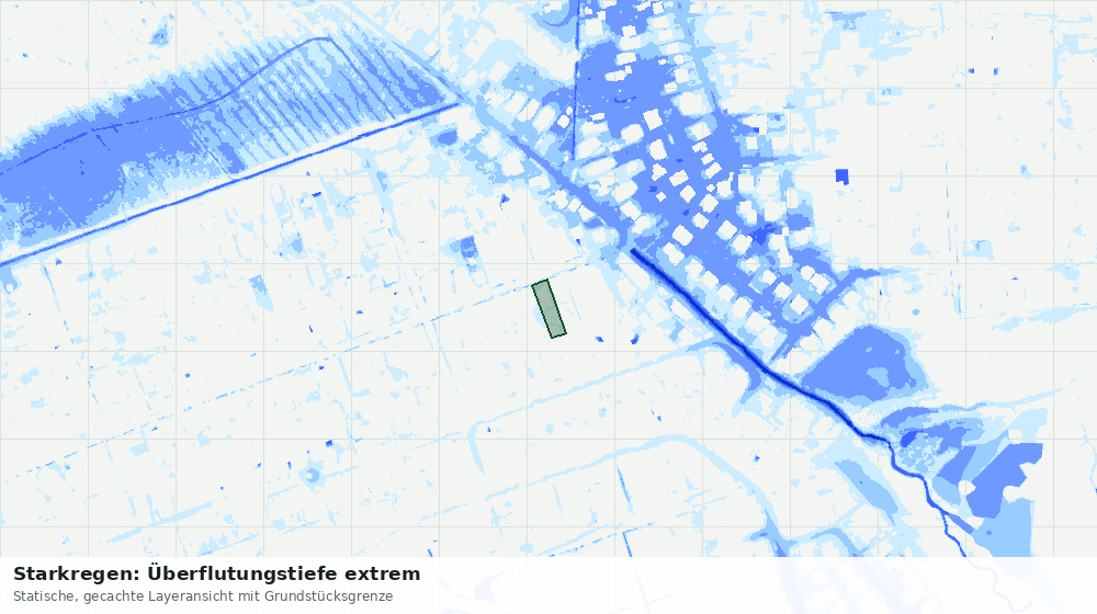 Statische Kartenansicht: Starkregen: Überflutungstiefe extrem