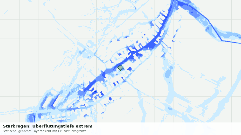 Statische Kartenansicht: Starkregen: Überflutungstiefe extrem