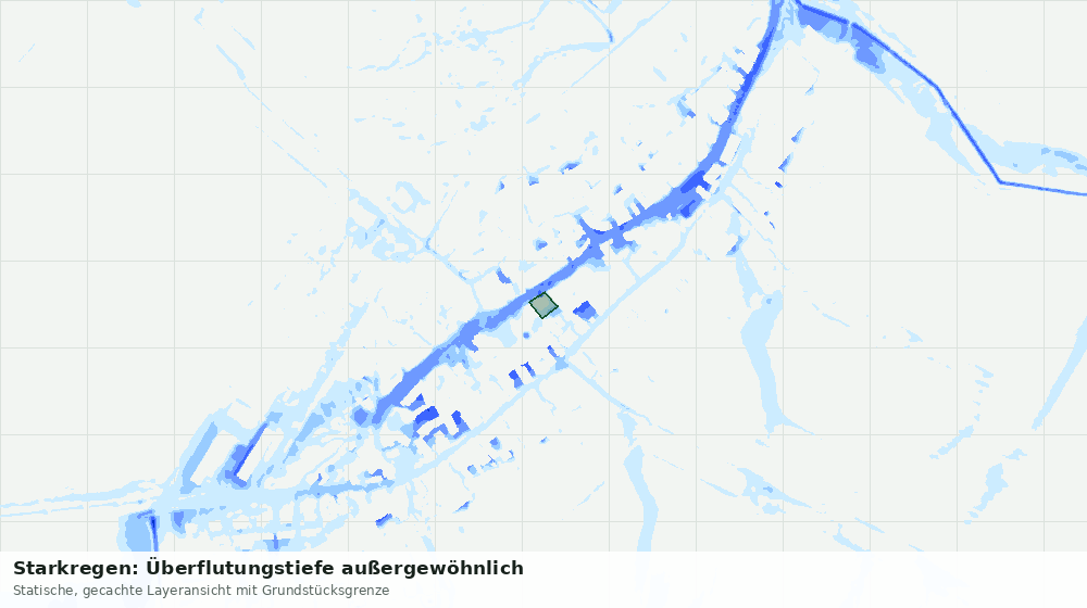 Statische Kartenansicht: Starkregen: Überflutungstiefe außergewöhnlich