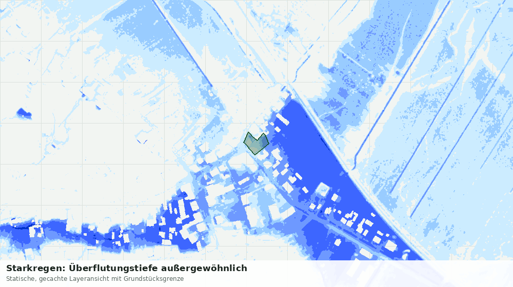 Statische Kartenansicht: Starkregen: Überflutungstiefe außergewöhnlich