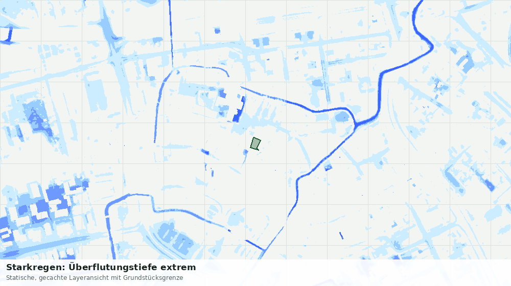 Statische Kartenansicht: Starkregen: Überflutungstiefe extrem