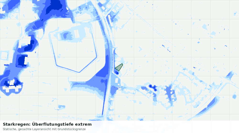 Statische Kartenansicht: Starkregen: Überflutungstiefe extrem