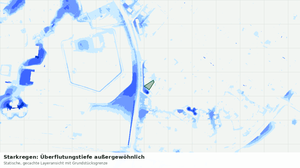 Statische Kartenansicht: Starkregen: Überflutungstiefe außergewöhnlich