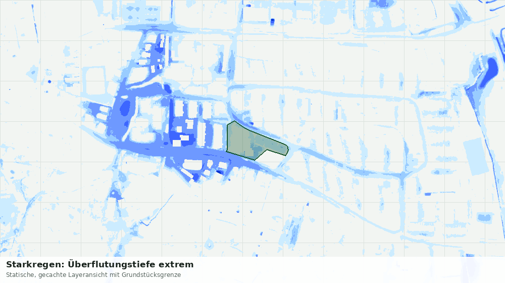 Statische Kartenansicht: Starkregen: Überflutungstiefe extrem