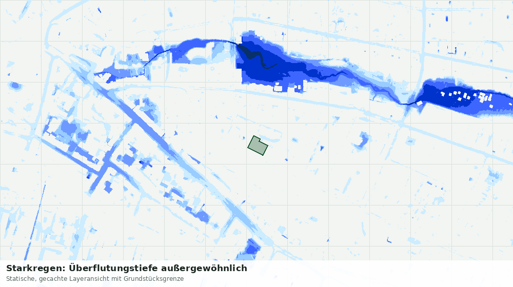 Statische Kartenansicht: Starkregen: Überflutungstiefe außergewöhnlich
