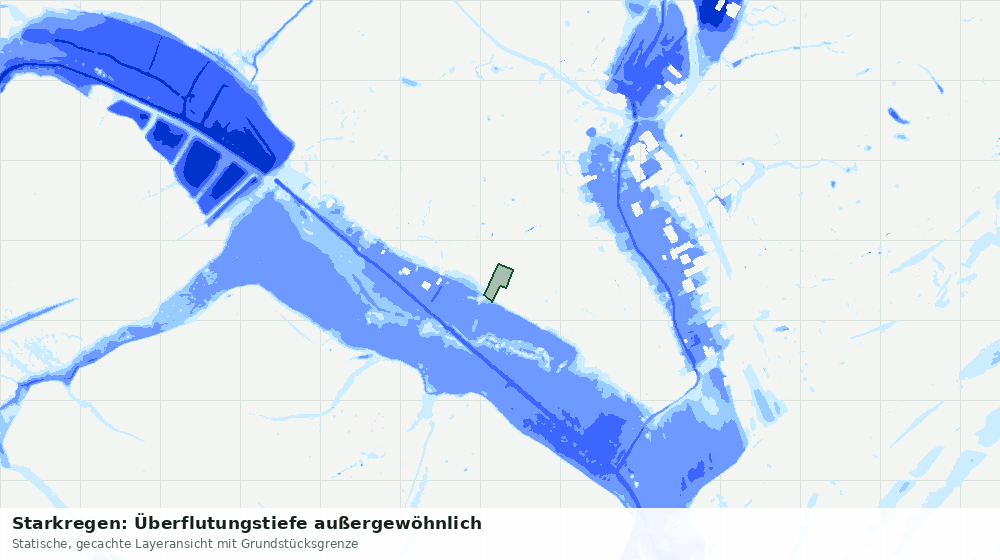 Statische Kartenansicht: Starkregen: Überflutungstiefe außergewöhnlich