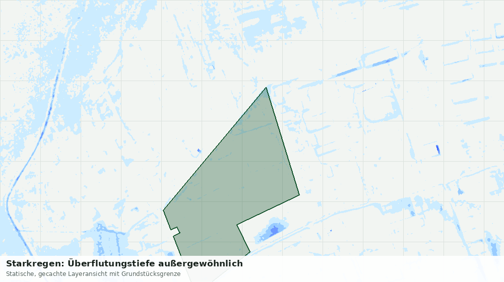 Statische Kartenansicht: Starkregen: Überflutungstiefe außergewöhnlich