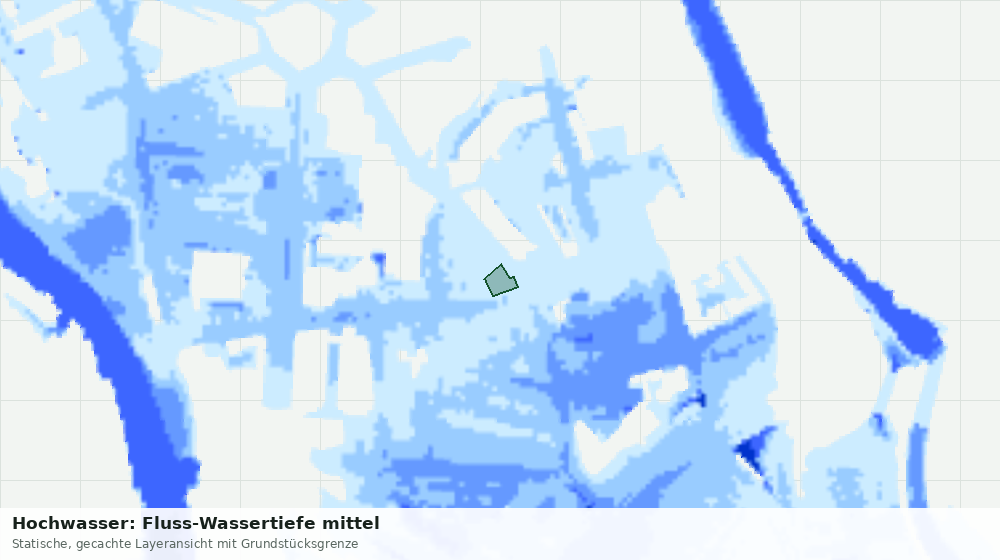 Statische Kartenansicht: Hochwasser: Fluss-Wassertiefe mittel