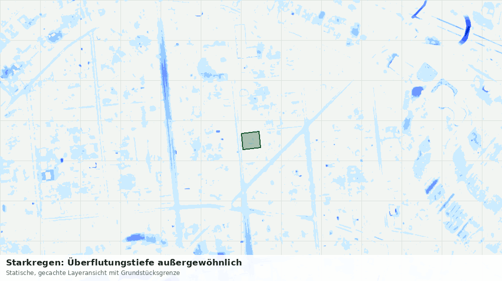 Statische Kartenansicht: Starkregen: Überflutungstiefe außergewöhnlich