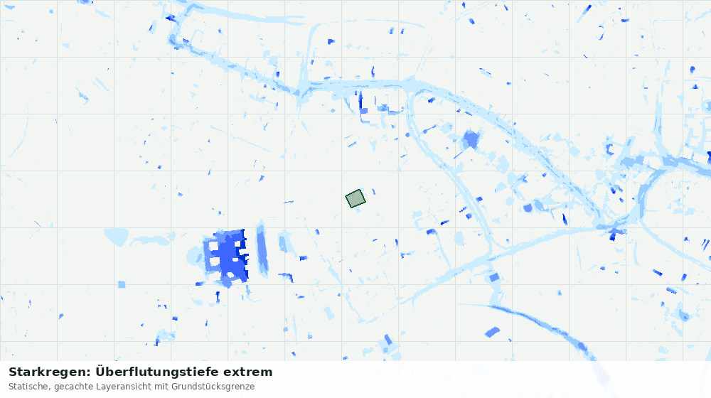 Statische Kartenansicht: Starkregen: Überflutungstiefe extrem