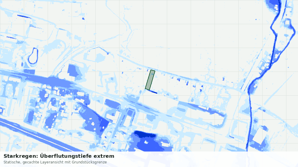 Statische Kartenansicht: Starkregen: Überflutungstiefe extrem