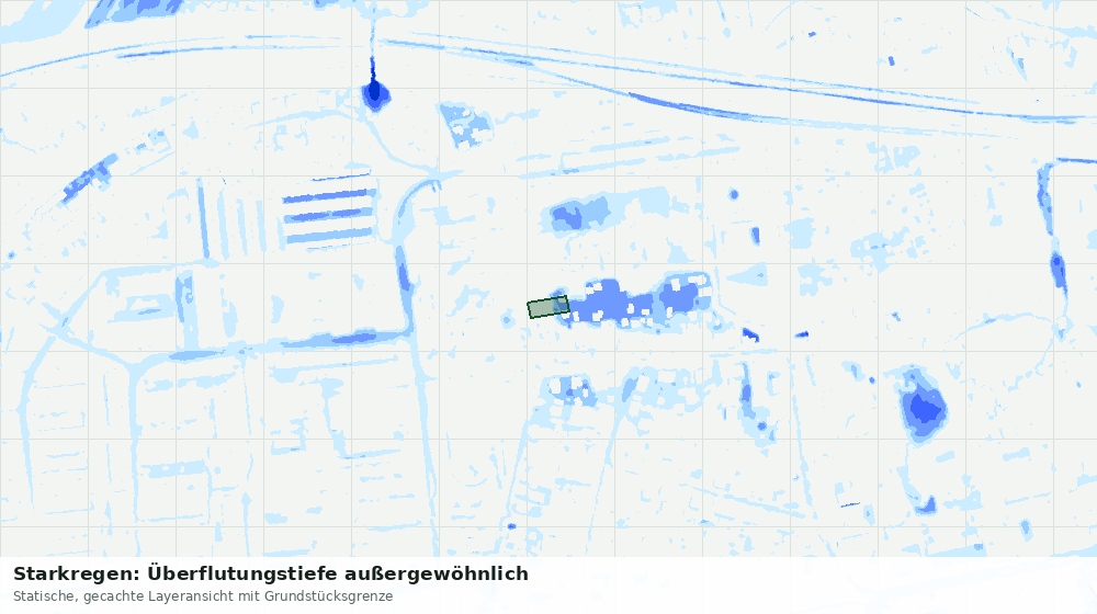 Statische Kartenansicht: Starkregen: Überflutungstiefe außergewöhnlich