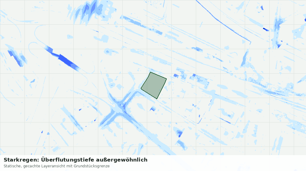 Statische Kartenansicht: Starkregen: Überflutungstiefe außergewöhnlich