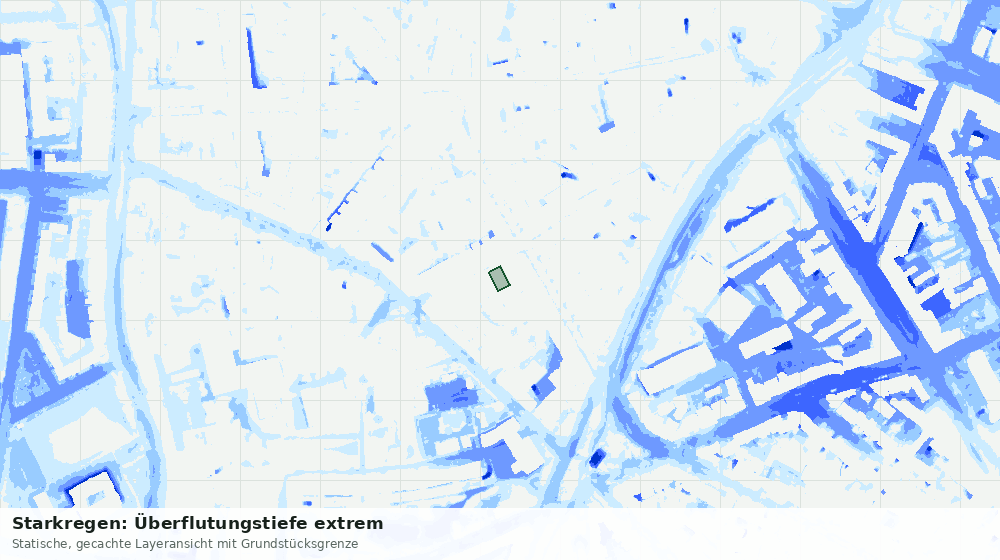 Statische Kartenansicht: Starkregen: Überflutungstiefe extrem