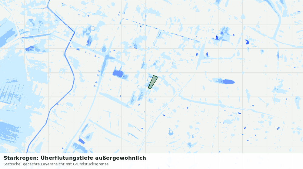 Statische Kartenansicht: Starkregen: Überflutungstiefe außergewöhnlich