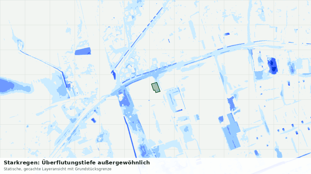 Statische Kartenansicht: Starkregen: Überflutungstiefe außergewöhnlich