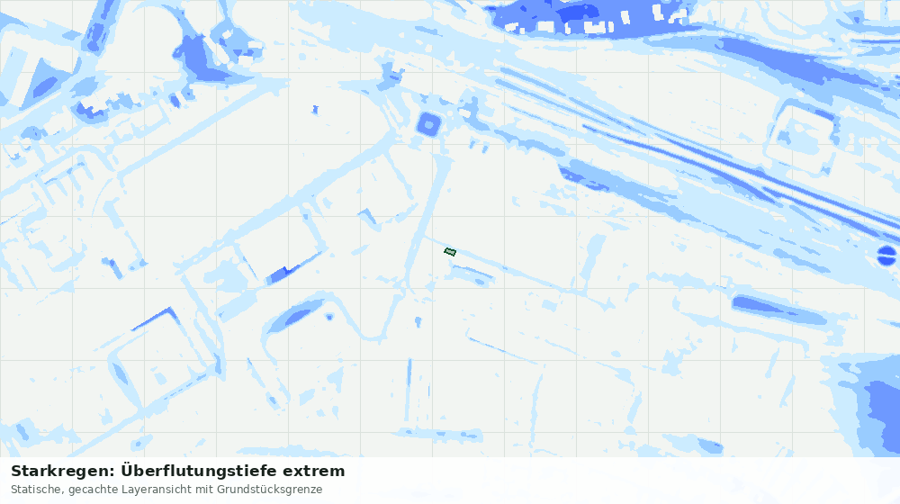 Statische Kartenansicht: Starkregen: Überflutungstiefe extrem