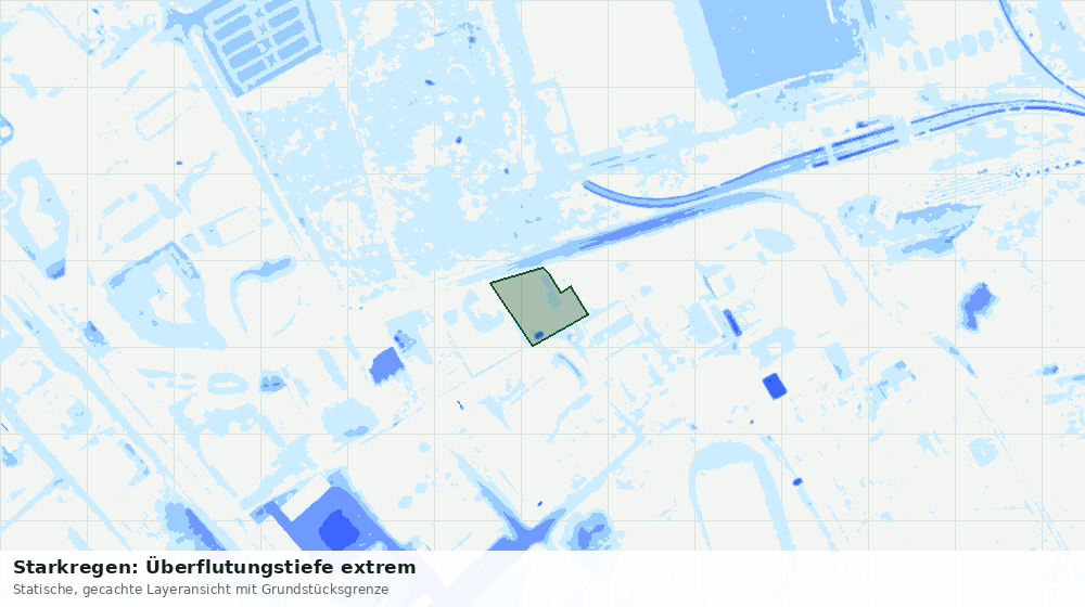 Statische Kartenansicht: Starkregen: Überflutungstiefe extrem