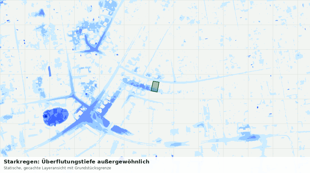 Statische Kartenansicht: Starkregen: Überflutungstiefe außergewöhnlich