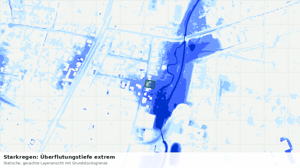 Statische Kartenansicht: Starkregen: Überflutungstiefe extrem