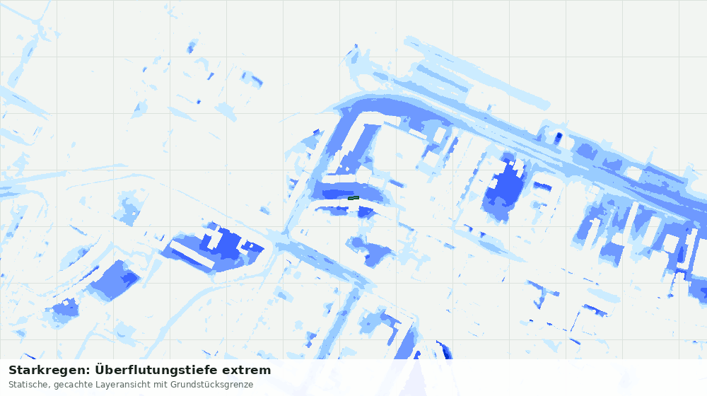 Statische Kartenansicht: Starkregen: Überflutungstiefe extrem
