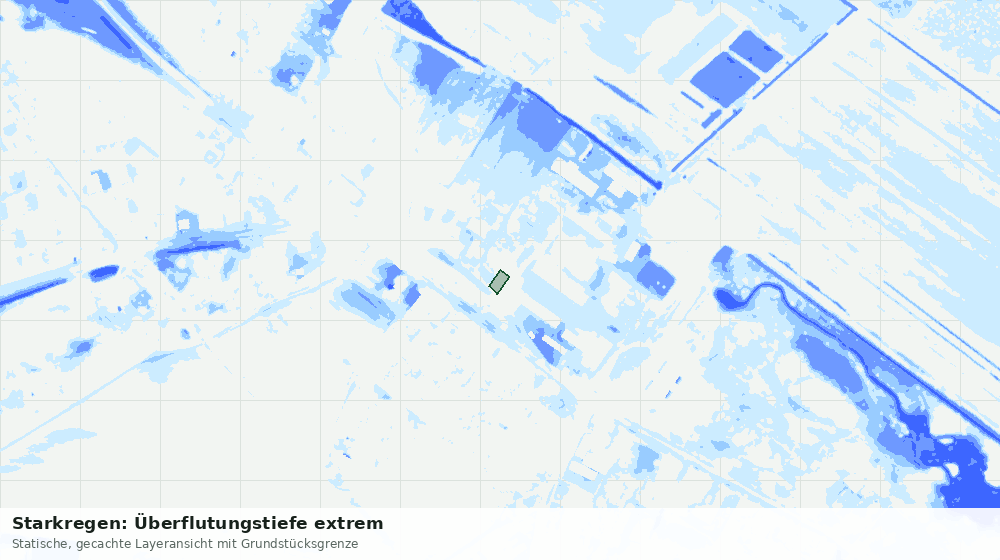 Statische Kartenansicht: Starkregen: Überflutungstiefe extrem