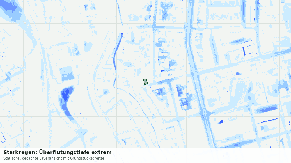 Statische Kartenansicht: Starkregen: Überflutungstiefe extrem