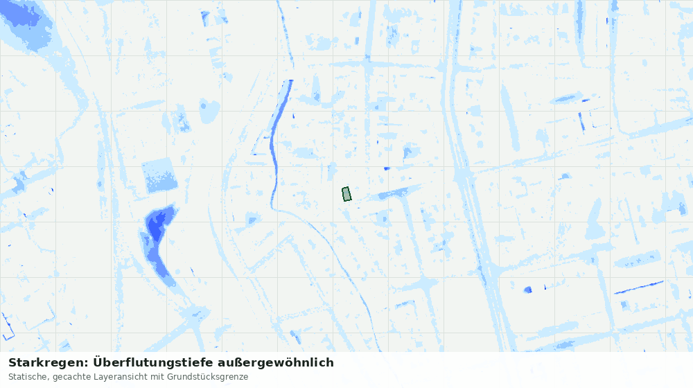 Statische Kartenansicht: Starkregen: Überflutungstiefe außergewöhnlich