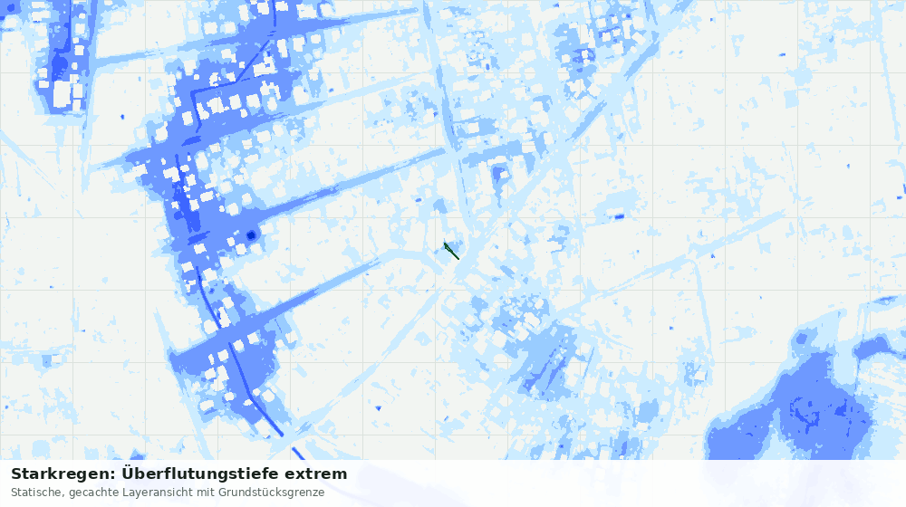 Statische Kartenansicht: Starkregen: Überflutungstiefe extrem