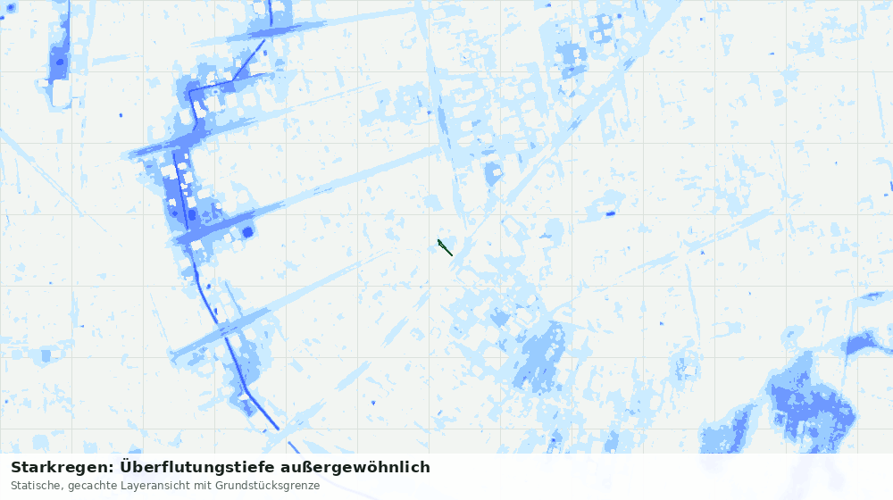 Statische Kartenansicht: Starkregen: Überflutungstiefe außergewöhnlich