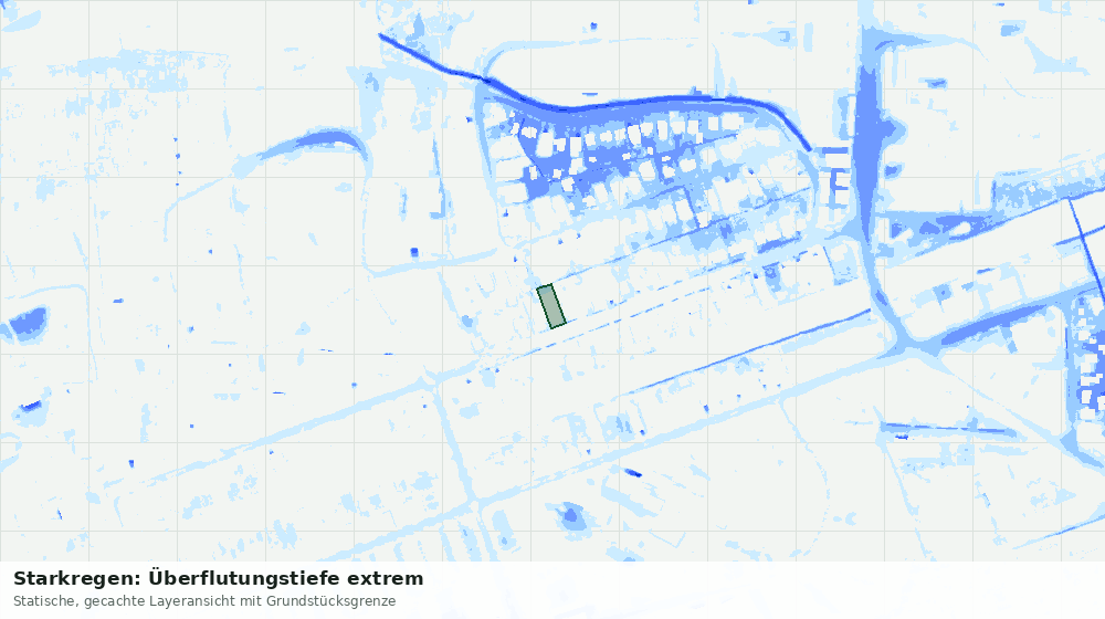 Statische Kartenansicht: Starkregen: Überflutungstiefe extrem
