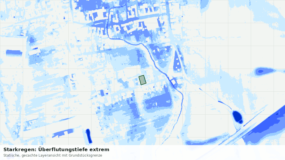 Statische Kartenansicht: Starkregen: Überflutungstiefe extrem