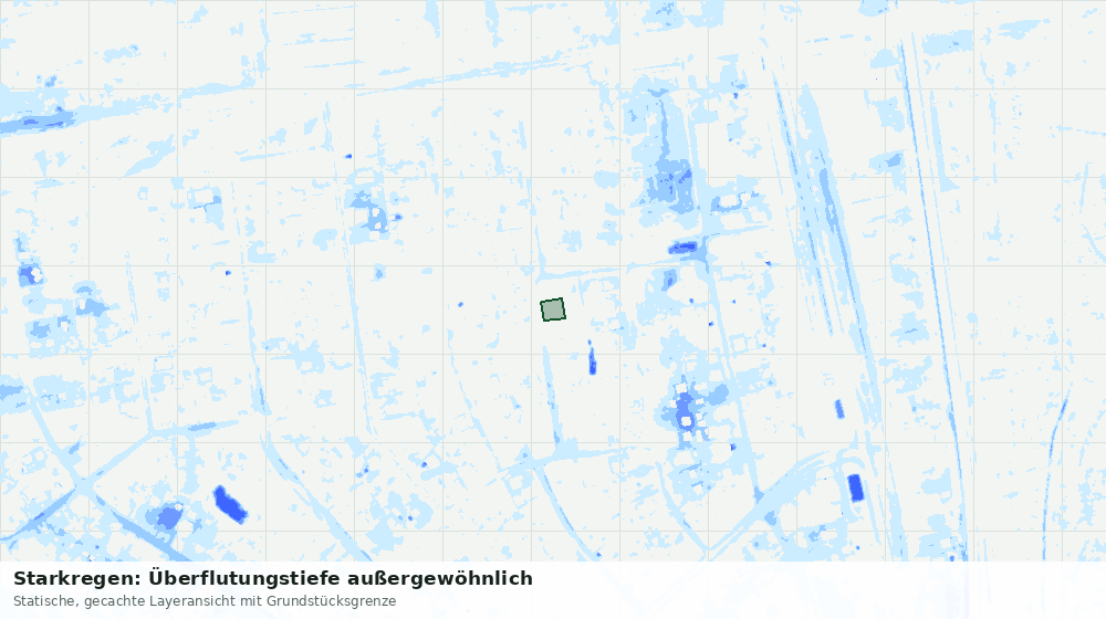 Statische Kartenansicht: Starkregen: Überflutungstiefe außergewöhnlich