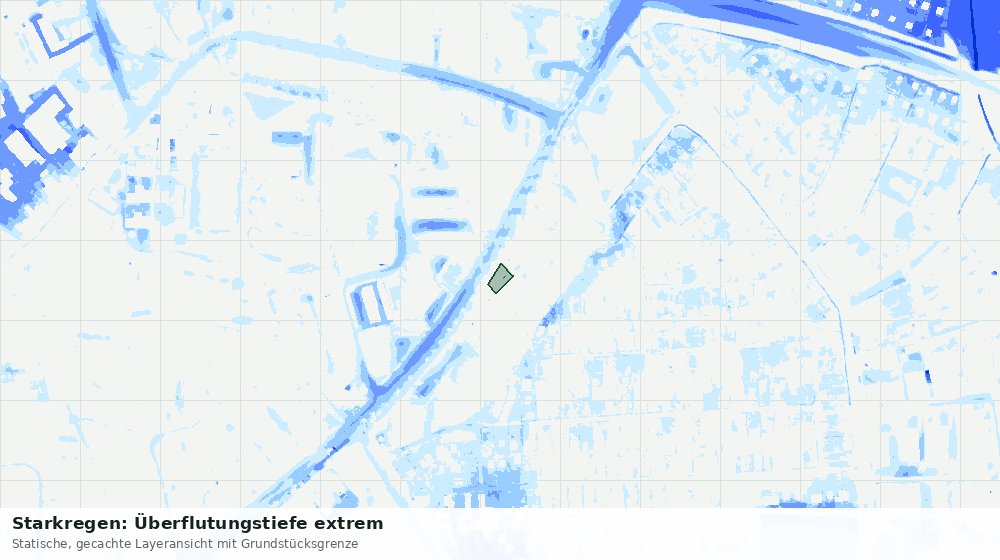 Statische Kartenansicht: Starkregen: Überflutungstiefe extrem